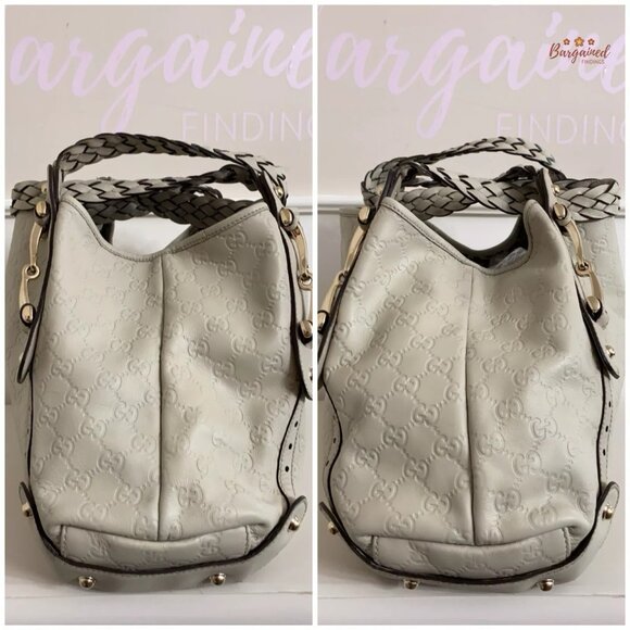 Authentic GUCCI Cream Guccissima Monogram Leather Pelham Large Shoulder Bag - Picture 6 of 13